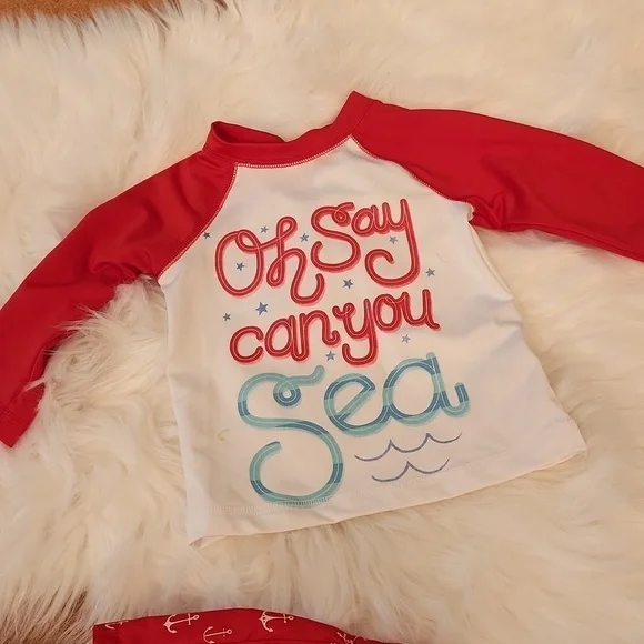 Cat & Jack Rashguard Swim Shirt and Trunks - 6-9M - Read details on size - Picture 3 of 8